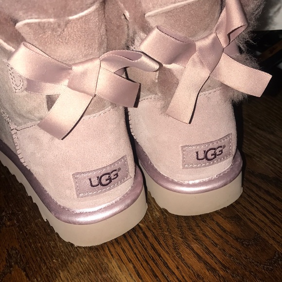 Mini Bailey Bow Metallic Dusty Rose - Picture 2 of 2